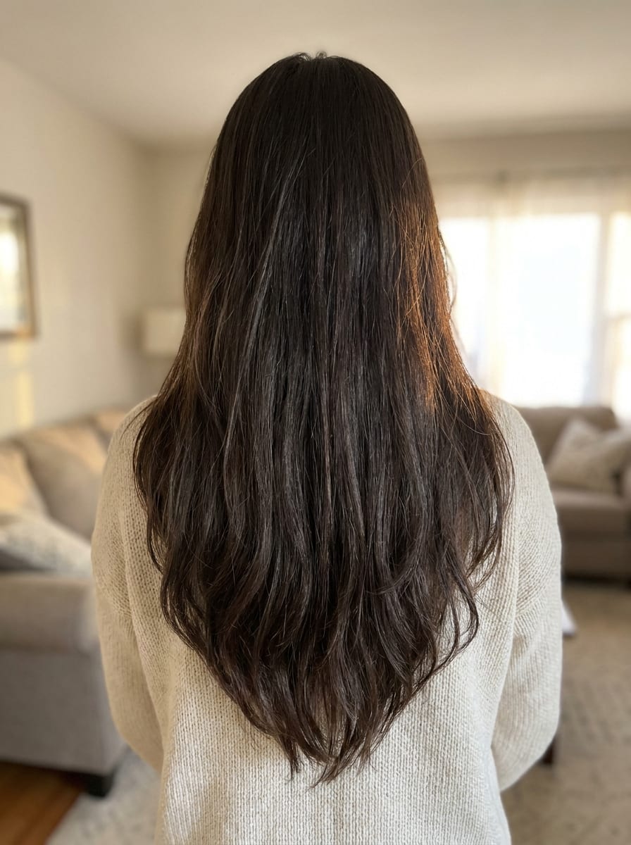 Langer V-Schnitt - Lange Haare ab 50